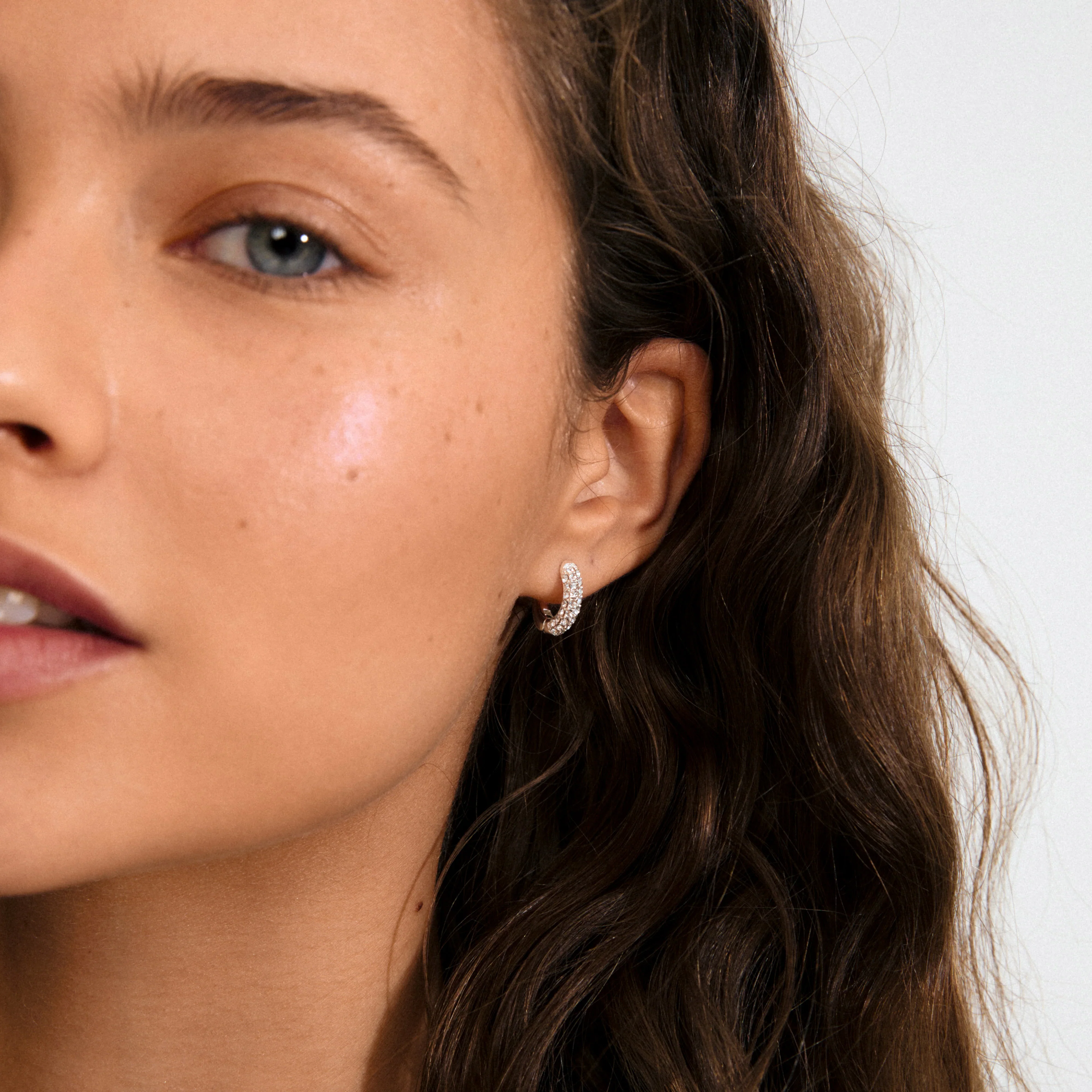 Tatum Crystal Hoop Earrings Small - Silver Plated - Image 2
