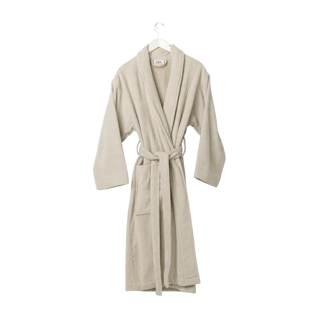 Velour Cotton Robe - Oat