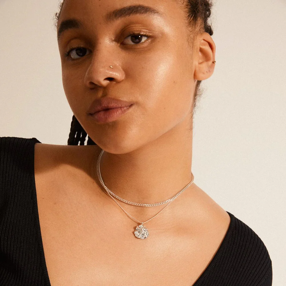 Willpower Curb Chain and Coin Necklace - 2 in 1 Set - Silver Plated - Image 3