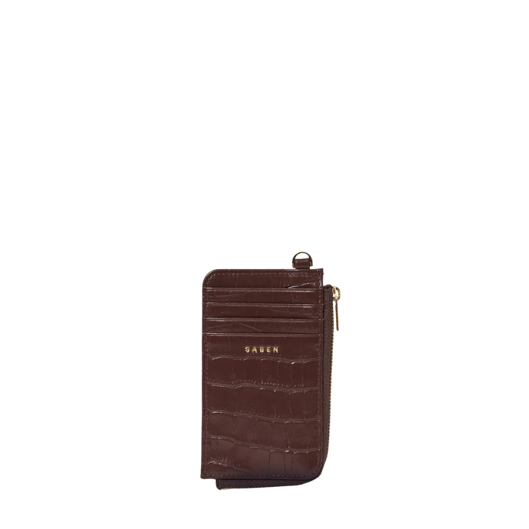 Winona Card Holder - Espresso Croc